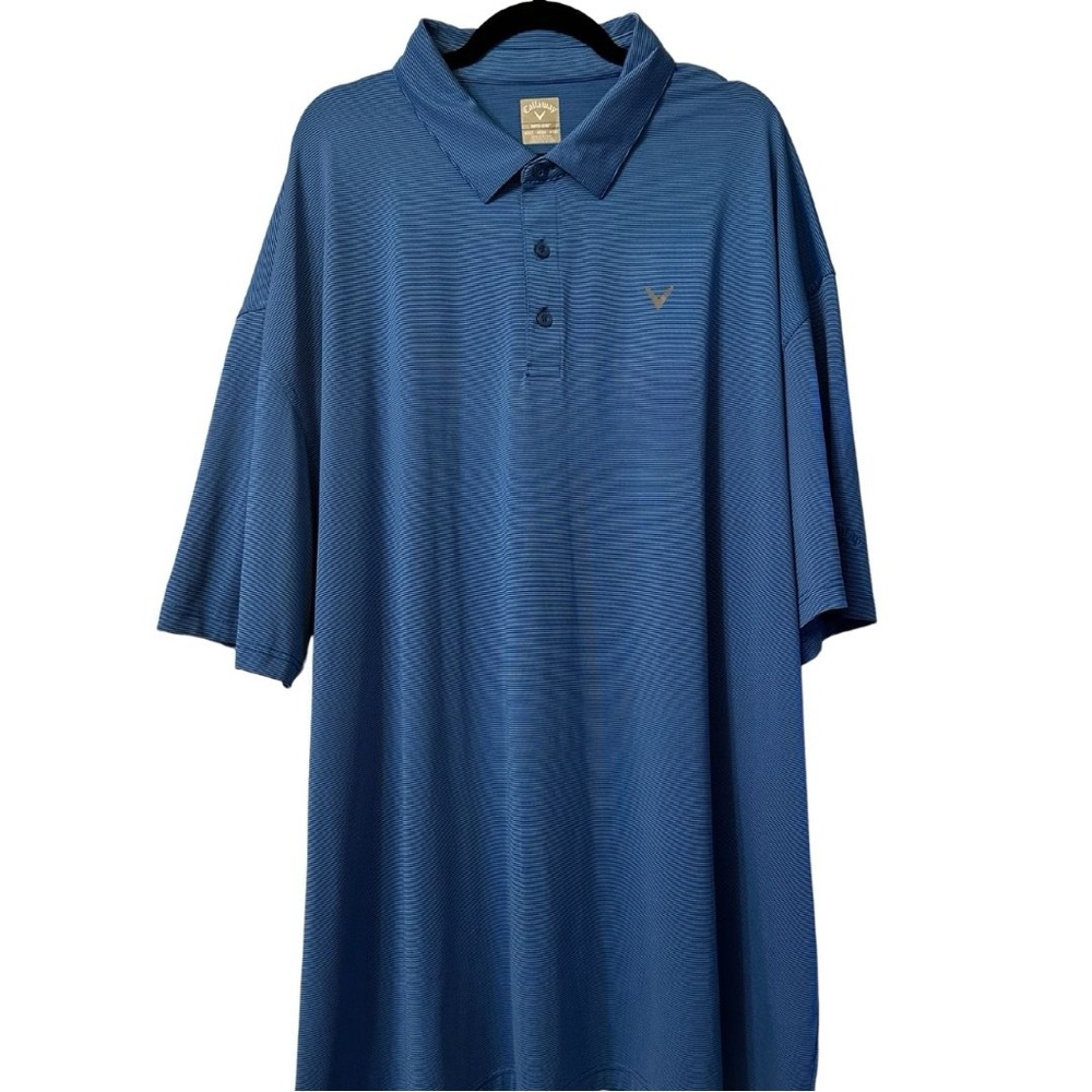 Greg Norman CALLAWAY blue stripes Opti Dri Gold Polo